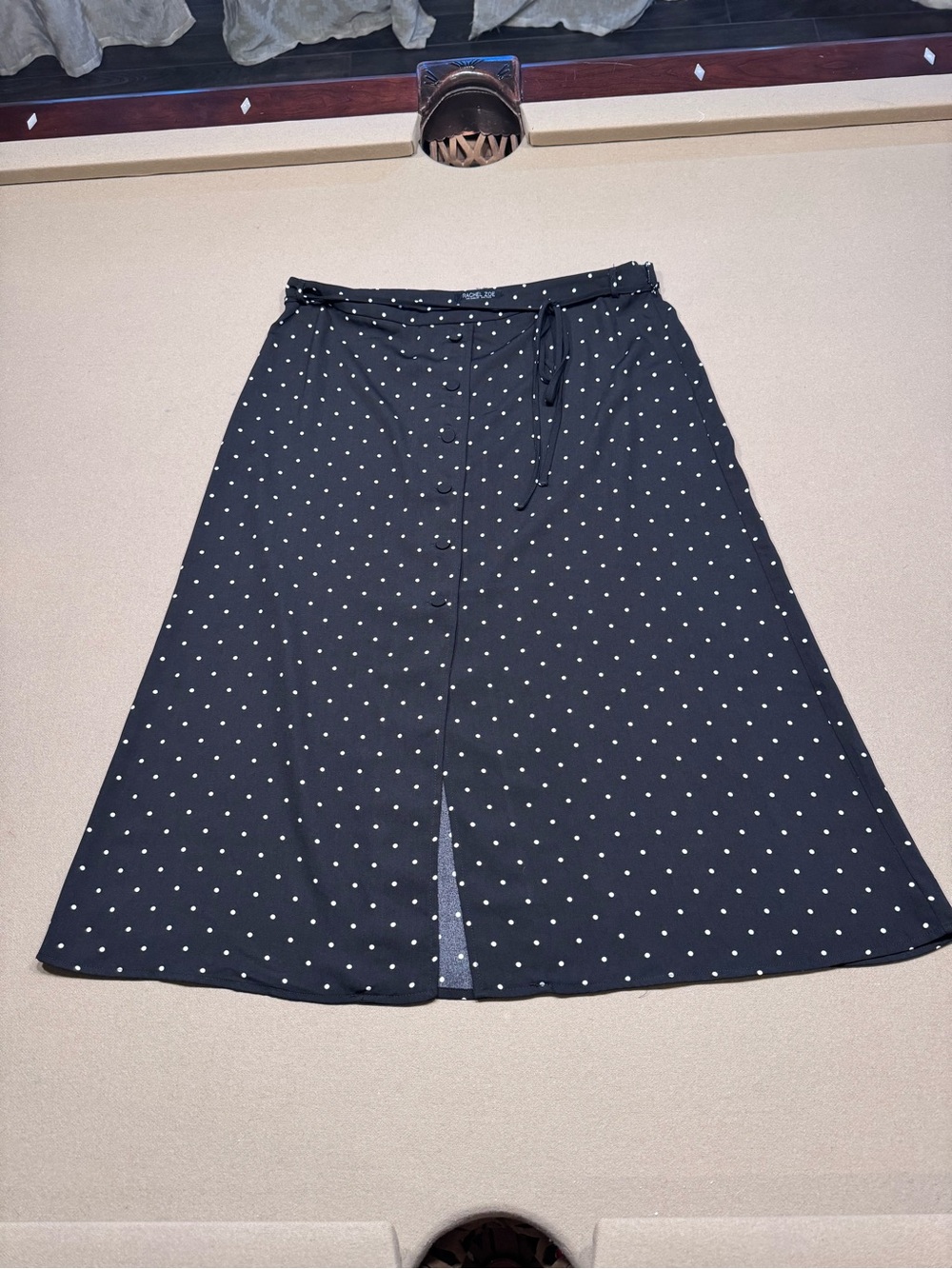 Rachel Zoe Black Polka Dot A-Line Midi Skirt